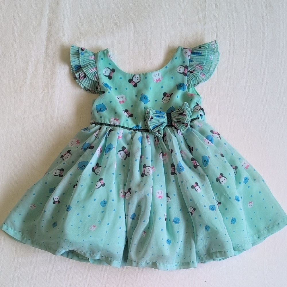 Disney Tsum Tsum Minnie Mouse Marie Sulley Chiffon Dress Mint Green 2T
